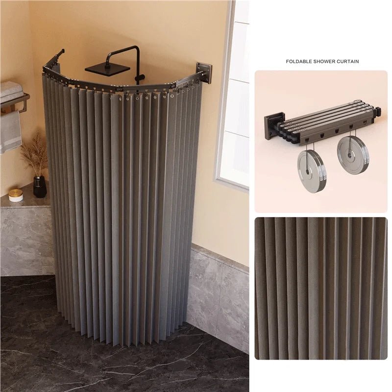 Ensemble de tringles à rideaux de douche pliables, cloison de salle de bain Invisible, étanche, haut de gamme, séparation sèche et humide, Protection des yeux incluse - FATAONEnsemble de tringles à rideaux de douche pliables, cloison de salle de bain Invisible, étanche, haut de gamme, séparation sèche et humide, Protection des yeux incluseSolutions MaisonFATAON