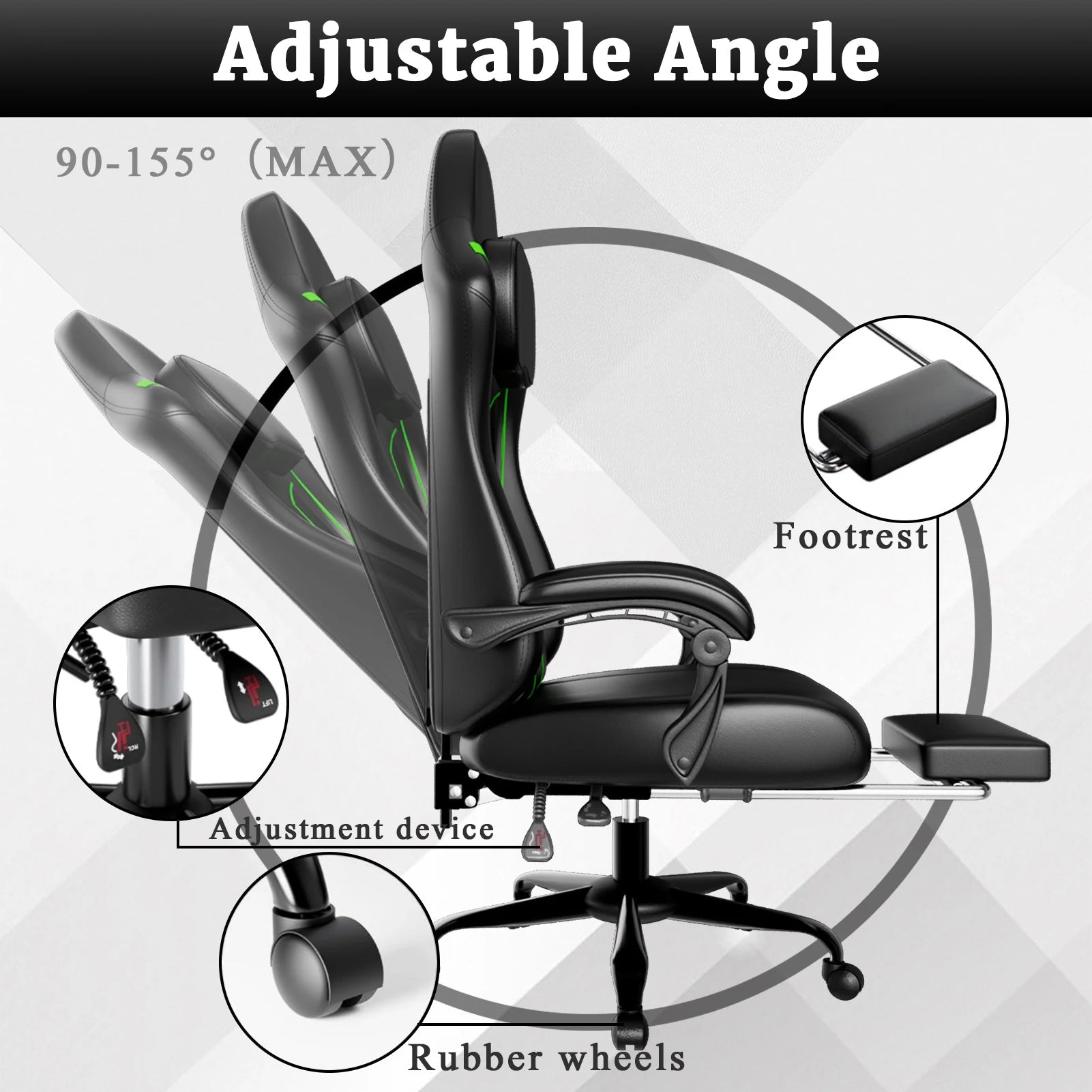 Ergonomic Gaming Chair, Electronic Gaming Chair with Pocket Spring Pad and Footrest, Height Adjustable Computer Chair - Fix & GoErgonomic Gaming Chair, Electronic Gaming Chair with Pocket Spring Pad and Footrest, Height Adjustable Computer ChairFix & Go