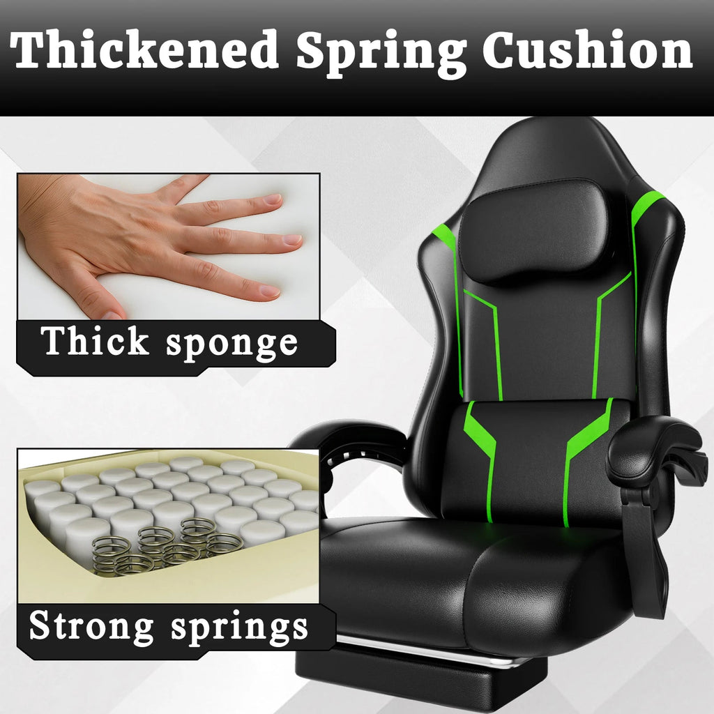 Ergonomic Gaming Chair, Electronic Gaming Chair with Pocket Spring Pad and Footrest, Height Adjustable Computer Chair - Fix & GoErgonomic Gaming Chair, Electronic Gaming Chair with Pocket Spring Pad and Footrest, Height Adjustable Computer ChairFix & Go