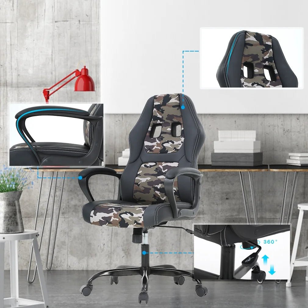Ergonomic Gaming Chair, Lumbar Support, Swivel Rolling for Men, Women(Camo) - Fix & GoErgonomic Gaming Chair, Lumbar Support, Swivel Rolling for Men, Women(Camo)Fix & Go