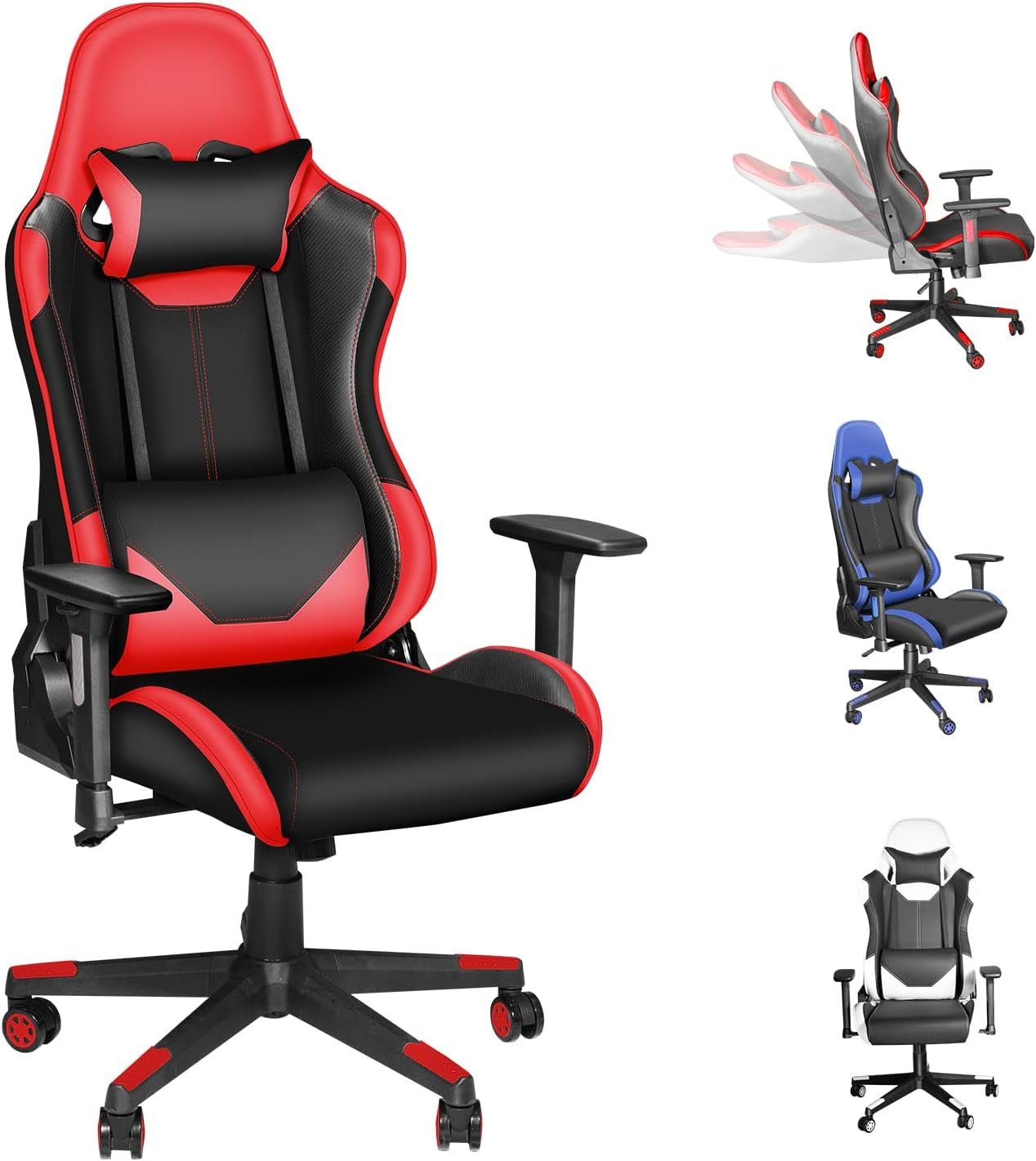 Ergonomic High Back Gaming Chair 400Lbs, Office Chair Computer Chair with Headrest Lumbar Support, Video Gaming Chair for Teens with Adjustable Armrest（Red） - Fix & GoErgonomic High Back Gaming Chair 400Lbs, Office Chair Computer Chair with Headrest Lumbar Support, Video Gaming Chair for Teens with Adjustable Armrest（Red）Fix & Go