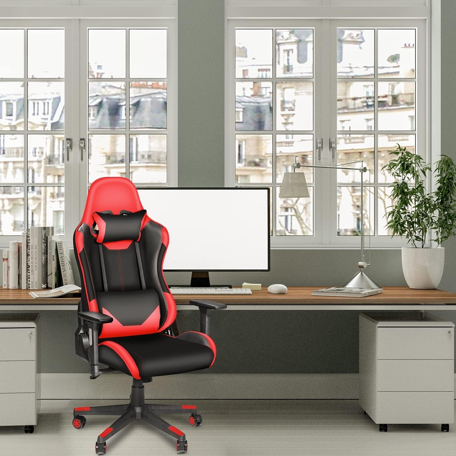 Ergonomic High Back Gaming Chair 400Lbs, Office Chair Computer Chair with Headrest Lumbar Support, Video Gaming Chair for Teens with Adjustable Armrest（Red） - Fix & GoErgonomic High Back Gaming Chair 400Lbs, Office Chair Computer Chair with Headrest Lumbar Support, Video Gaming Chair for Teens with Adjustable Armrest（Red）Fix & Go