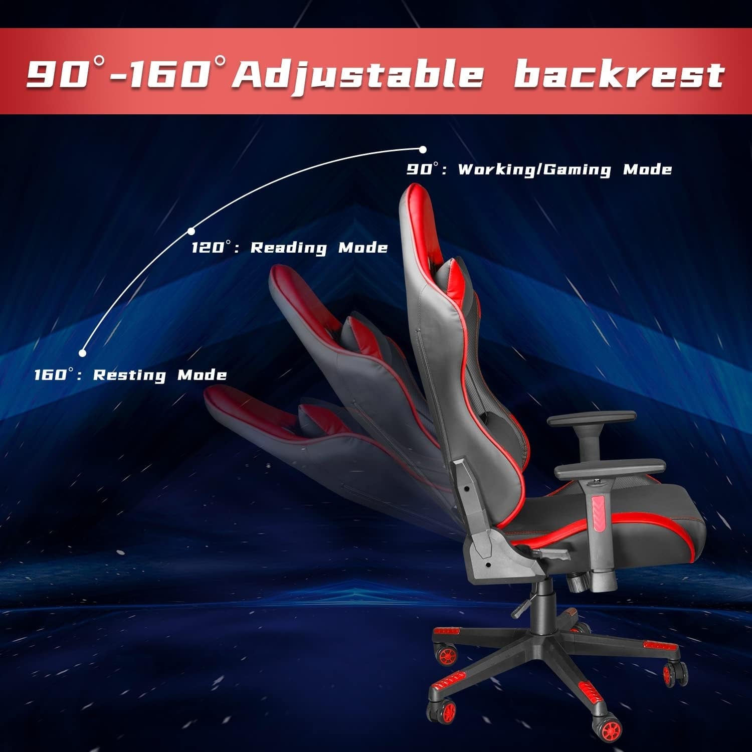 Ergonomic High Back Gaming Chair 400Lbs, Office Chair Computer Chair with Headrest Lumbar Support, Video Gaming Chair for Teens with Adjustable Armrest（Red） - Fix & GoErgonomic High Back Gaming Chair 400Lbs, Office Chair Computer Chair with Headrest Lumbar Support, Video Gaming Chair for Teens with Adjustable Armrest（Red）Fix & Go