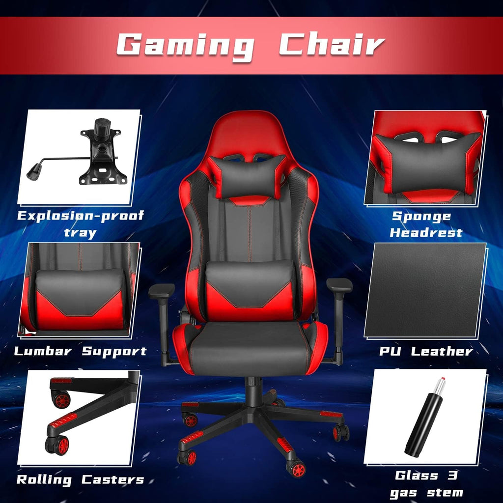 Ergonomic High Back Gaming Chair 400Lbs, Office Chair Computer Chair with Headrest Lumbar Support, Video Gaming Chair for Teens with Adjustable Armrest（Red） - Fix & GoErgonomic High Back Gaming Chair 400Lbs, Office Chair Computer Chair with Headrest Lumbar Support, Video Gaming Chair for Teens with Adjustable Armrest（Red）Fix & Go