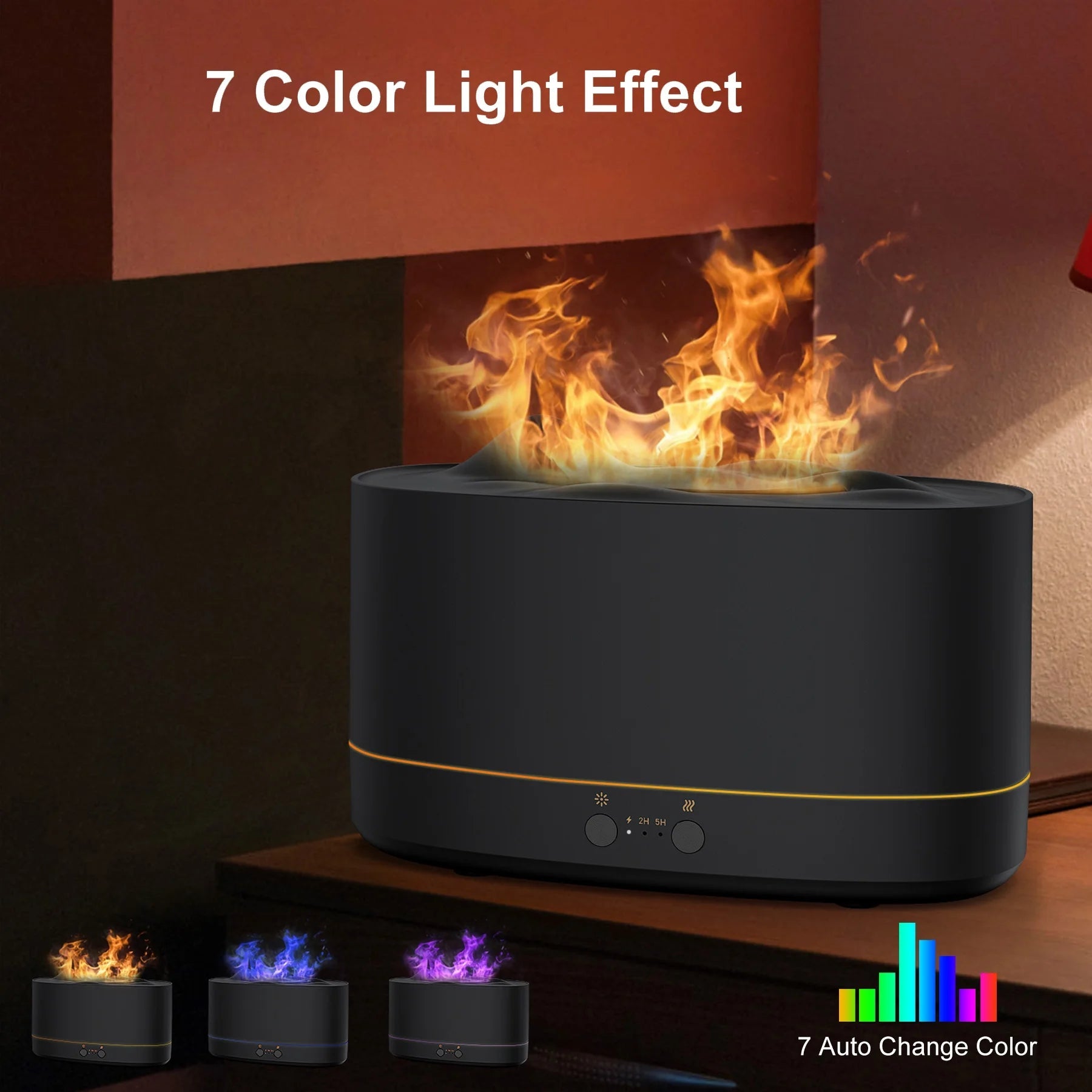 Essential Oil Diffuser, 7 Color Flame Diffuser Humidifier, 200Ml Time Setting for Home, Room, Black - Fix & GoEssential Oil Diffuser, 7 Color Flame Diffuser Humidifier, 200Ml Time Setting for Home, Room, BlackFix & Go