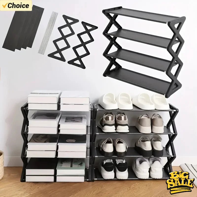 Étagère à chaussures multi-niveaux de type X à 4 couches, gain de place, couleur unie, montage simple à domicile, convient pour l'entrée, le salon - FATAONÉtagère à chaussures multi-niveaux de type X à 4 couches, gain de place, couleur unie, montage simple à domicile, convient pour l'entrée, le salonSolutions MaisonFATAON