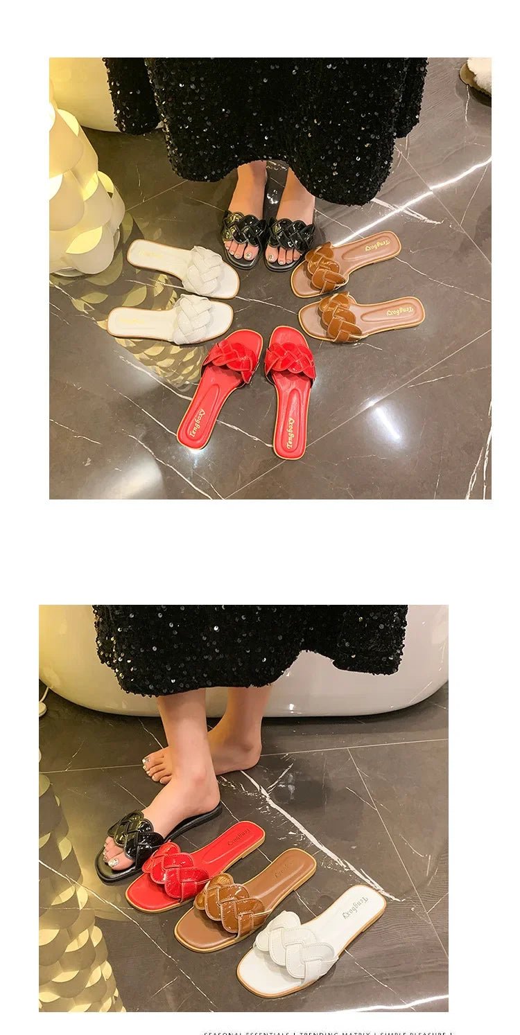 Été 2026 nouvelles pantoufles pour femmes été bout carré chaussures plates femmes large Version pantoufles sandales en plein air chaussures décontractées quotidiennes - FATAONÉté 2026 nouvelles pantoufles pour femmes été bout carré chaussures plates femmes large Version pantoufles sandales en plein air chaussures décontractées quotidiennesMode FemmeFATAON