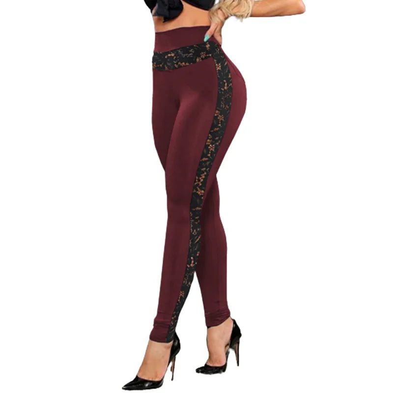 Été couleur pure dentelle patchwork fesses pantalons de yoga leggings leggings leggings - FATAONÉté couleur pure dentelle patchwork fesses pantalons de yoga leggings leggings leggingsMode FemmeFATAON