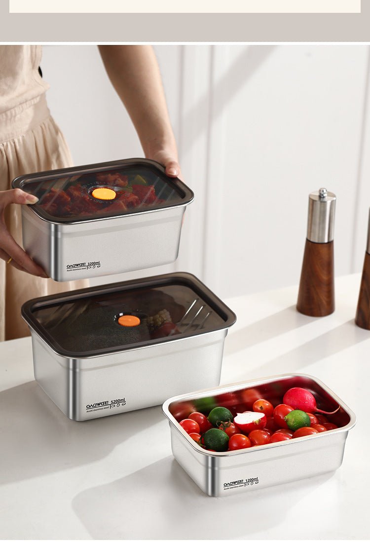 Extra Large Fresh-keeping Box Stainless Steel Household Refrigerated Freezing Fresh-keeping Micro-gland Cover Sealed Storage Fruit Lunch Box Rice - FATAONExtra Large Fresh-keeping Box Stainless Steel Household Refrigerated Freezing Fresh-keeping Micro-gland Cover Sealed Storage Fruit Lunch Box RiceSolutions MaisonFATAON