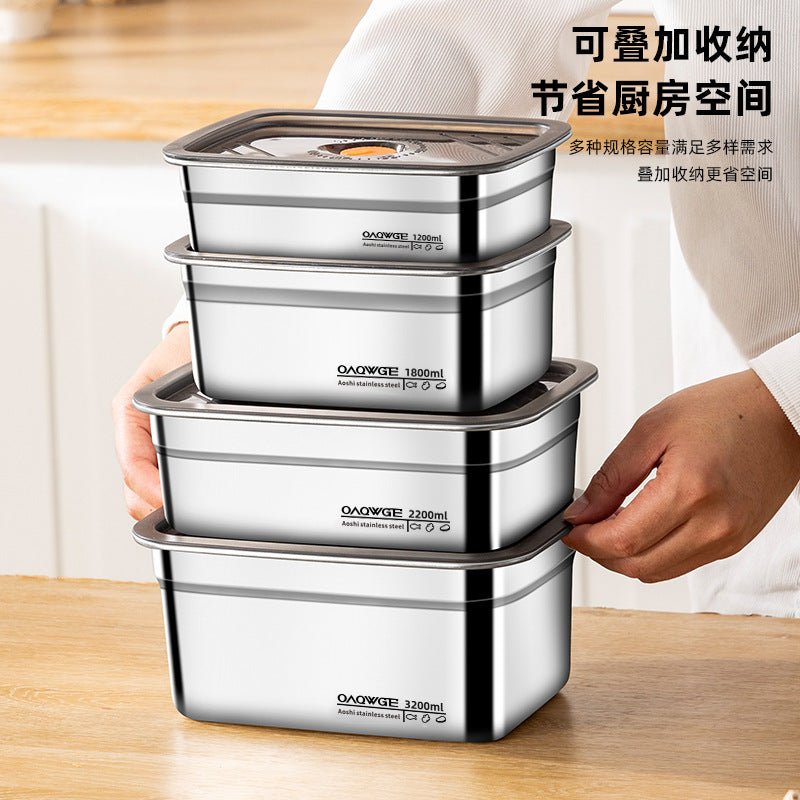 Extra Large Fresh-keeping Box Stainless Steel Household Refrigerated Freezing Fresh-keeping Micro-gland Cover Sealed Storage Fruit Lunch Box Rice - FATAONExtra Large Fresh-keeping Box Stainless Steel Household Refrigerated Freezing Fresh-keeping Micro-gland Cover Sealed Storage Fruit Lunch Box RiceSolutions MaisonFATAON