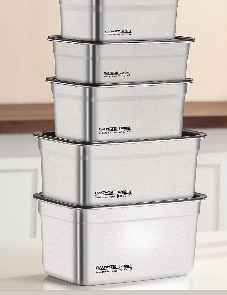 Extra Large Fresh-keeping Box Stainless Steel Household Refrigerated Freezing Fresh-keeping Micro-gland Cover Sealed Storage Fruit Lunch Box Rice - FATAONExtra Large Fresh-keeping Box Stainless Steel Household Refrigerated Freezing Fresh-keeping Micro-gland Cover Sealed Storage Fruit Lunch Box RiceSolutions MaisonFATAON