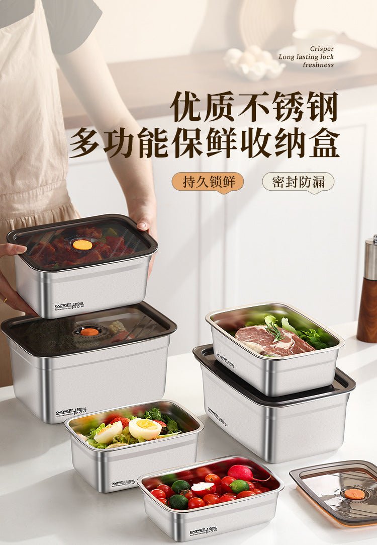 Extra Large Fresh-keeping Box Stainless Steel Household Refrigerated Freezing Fresh-keeping Micro-gland Cover Sealed Storage Fruit Lunch Box Rice - FATAONExtra Large Fresh-keeping Box Stainless Steel Household Refrigerated Freezing Fresh-keeping Micro-gland Cover Sealed Storage Fruit Lunch Box RiceSolutions MaisonFATAON