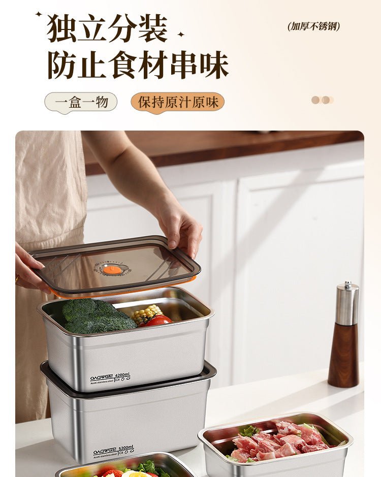 Extra Large Fresh-keeping Box Stainless Steel Household Refrigerated Freezing Fresh-keeping Micro-gland Cover Sealed Storage Fruit Lunch Box Rice - FATAONExtra Large Fresh-keeping Box Stainless Steel Household Refrigerated Freezing Fresh-keeping Micro-gland Cover Sealed Storage Fruit Lunch Box RiceSolutions MaisonFATAON