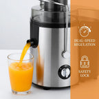 Extracteur de jus centrifuge de 800 watts avec une large ouverture de 3 pouces pour fruits et légumes, facile à nettoyer, en acier inoxydable (argent) - FATAONExtracteur de jus centrifuge de 800 watts avec une large ouverture de 3 pouces pour fruits et légumes, facile à nettoyer, en acier inoxydable (argent)Solutions MaisonFATAON