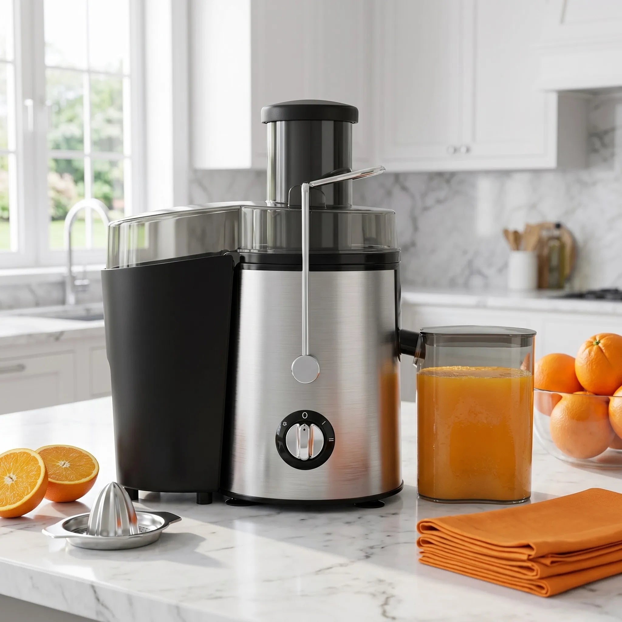Extracteur de jus centrifuge de 800 watts avec une large ouverture de 3 pouces pour fruits et légumes, facile à nettoyer, en acier inoxydable (argent) - FATAONExtracteur de jus centrifuge de 800 watts avec une large ouverture de 3 pouces pour fruits et légumes, facile à nettoyer, en acier inoxydable (argent)Solutions MaisonFATAON
