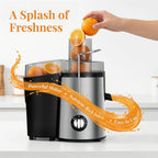 Extracteur de jus centrifuge de 800 watts avec une large ouverture de 3 pouces pour fruits et légumes, facile à nettoyer, en acier inoxydable (argent) - FATAONExtracteur de jus centrifuge de 800 watts avec une large ouverture de 3 pouces pour fruits et légumes, facile à nettoyer, en acier inoxydable (argent)Solutions MaisonFATAON
