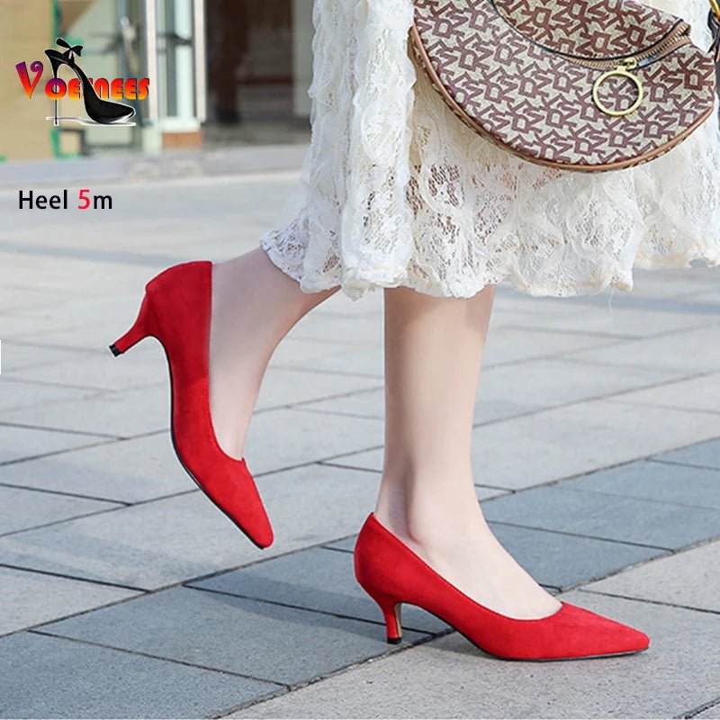 Femmes daim chaussures simples 5CM mode bout pointu sans lacet talons hauts printemps automne bouche peu profonde pompes à talons aiguilles grande taille 45 46 - FATAONFemmes daim chaussures simples 5CM mode bout pointu sans lacet talons hauts printemps automne bouche peu profonde pompes à talons aiguilles grande taille 45 46Mode FemmeFATAON