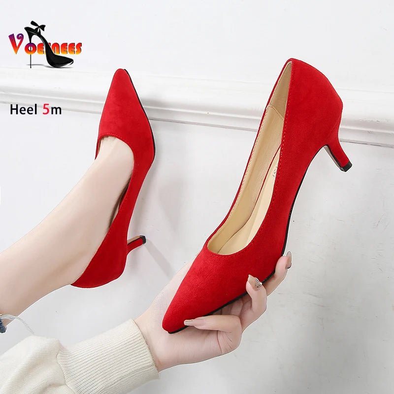 Femmes daim chaussures simples 5CM mode bout pointu sans lacet talons hauts printemps automne bouche peu profonde pompes à talons aiguilles grande taille 45 46 - FATAONFemmes daim chaussures simples 5CM mode bout pointu sans lacet talons hauts printemps automne bouche peu profonde pompes à talons aiguilles grande taille 45 46Mode FemmeFATAON