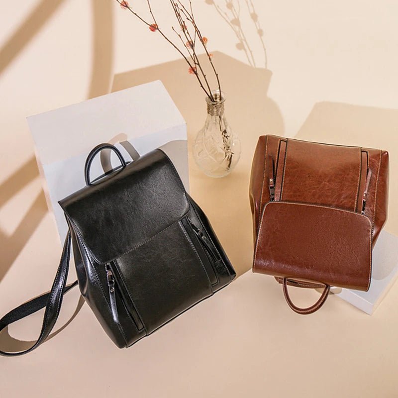Femmes sac à dos bandoulière sac à bandoulière en cuir véritable filles école femme peau naturelle livre ordinateur portable sac à dos sacs de messager - FATAONFemmes sac à dos bandoulière sac à bandoulière en cuir véritable filles école femme peau naturelle livre ordinateur portable sac à dos sacs de messagerMode FemmeFATAON