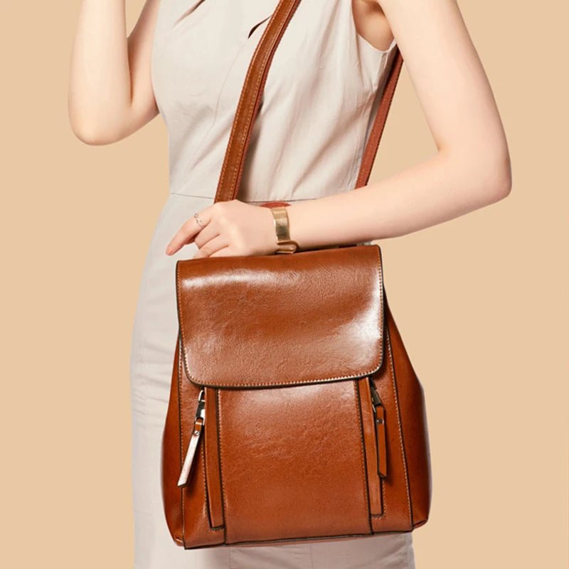 Femmes sac à dos bandoulière sac à bandoulière en cuir véritable filles école femme peau naturelle livre ordinateur portable sac à dos sacs de messager - FATAONFemmes sac à dos bandoulière sac à bandoulière en cuir véritable filles école femme peau naturelle livre ordinateur portable sac à dos sacs de messagerMode FemmeFATAON