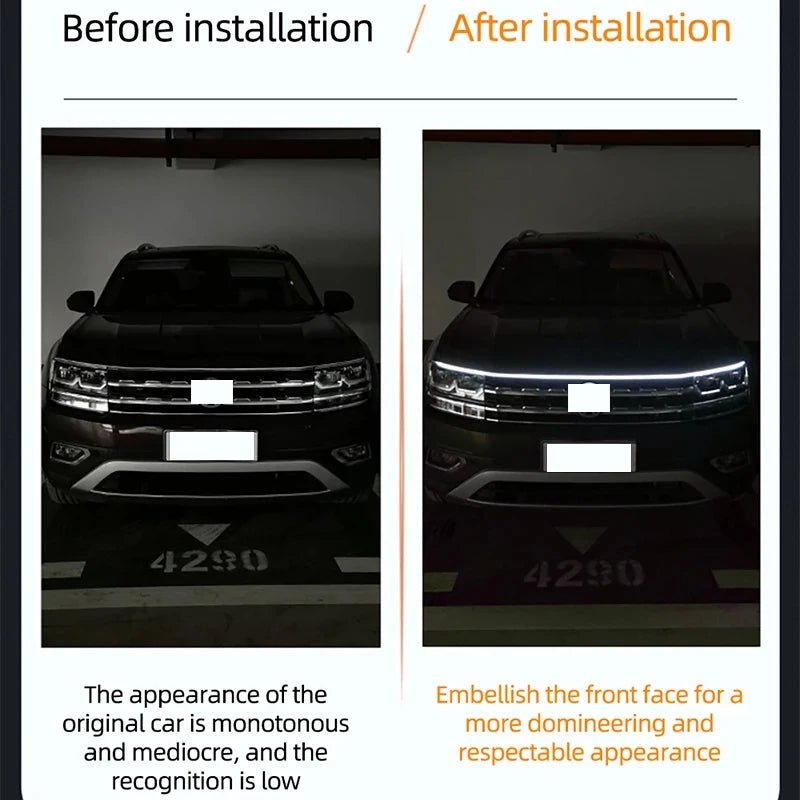 Feux diurnes à LED pour capot de voiture, démarrage par balayage, lumières décoratives, guide de capot moteur automatique DRL, lampe d'ambiance décorative, 12V, 150cm - FATAONFeux diurnes à LED pour capot de voiture, démarrage par balayage, lumières décoratives, guide de capot moteur automatique DRL, lampe d'ambiance décorative, 12V, 150cmAccessoire AutoFATAON