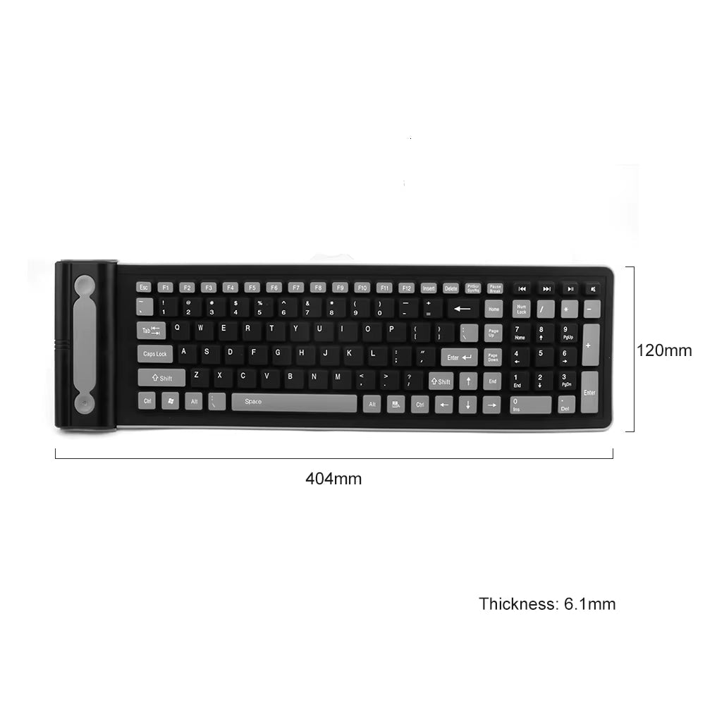 Foldable Silicone Wireless Keyboard 2.4G Usb Flexible Waterproof Slim Keyboard Universal Silent Roll up Keypad for PC Laptop - Fix & GoFoldable Silicone Wireless Keyboard 2.4G Usb Flexible Waterproof Slim Keyboard Universal Silent Roll up Keypad for PC LaptopFix & Go