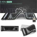 Foldable Silicone Wireless Keyboard 2.4G Usb Flexible Waterproof Slim Keyboard Universal Silent Roll up Keypad for PC Laptop - Fix & GoFoldable Silicone Wireless Keyboard 2.4G Usb Flexible Waterproof Slim Keyboard Universal Silent Roll up Keypad for PC LaptopFix & Go