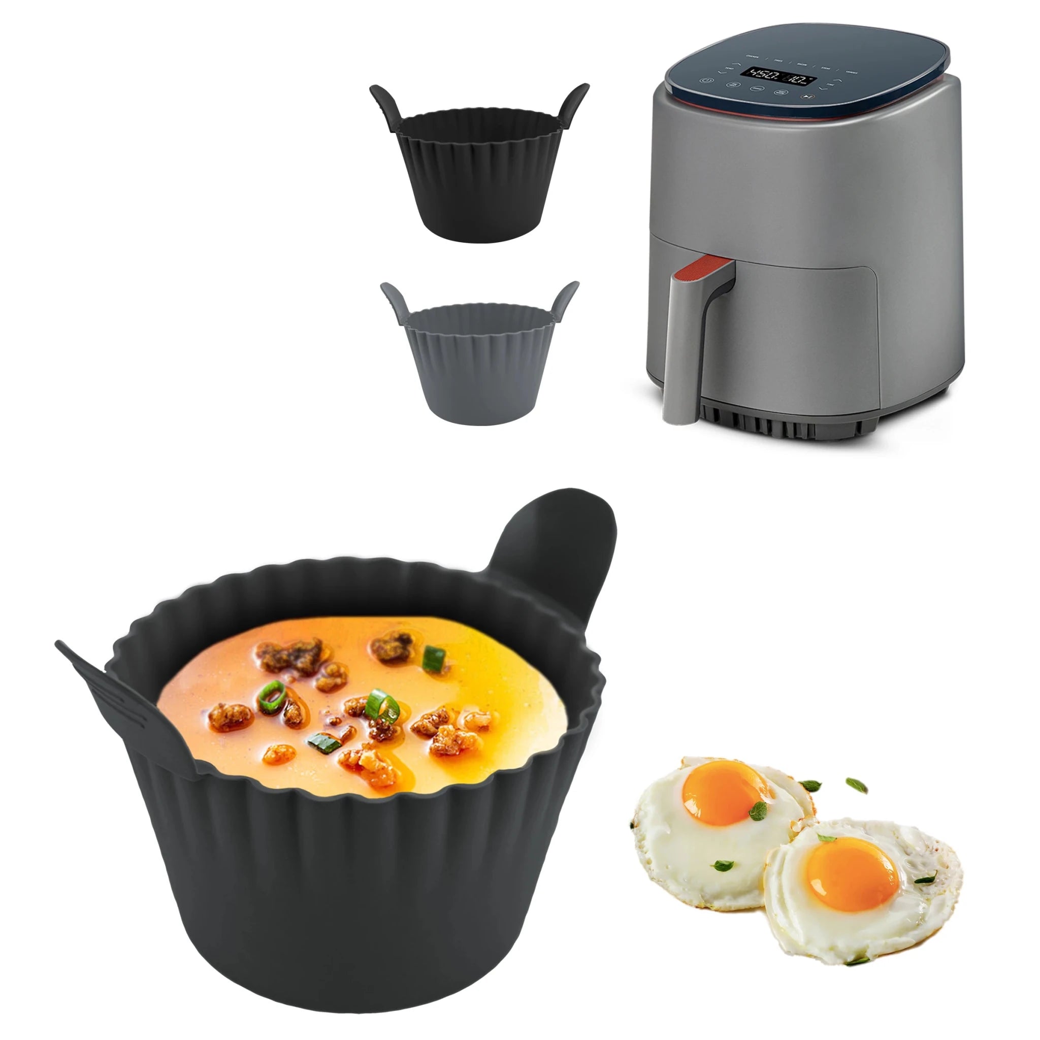 Friteuse à Air lavable au lave-vaisselle, tasses à œufs en Silicone, moule de cuiseur d'œufs en Silicone, tasses de cuisson d'œufs et de gâteaux réutilisables, doublures à muffins Ramekins sûres - FATAONFriteuse à Air lavable au lave-vaisselle, tasses à œufs en Silicone, moule de cuiseur d'œufs en Silicone, tasses de cuisson d'œufs et de gâteaux réutilisables, doublures à muffins Ramekins sûresSolutions MaisonFATAON