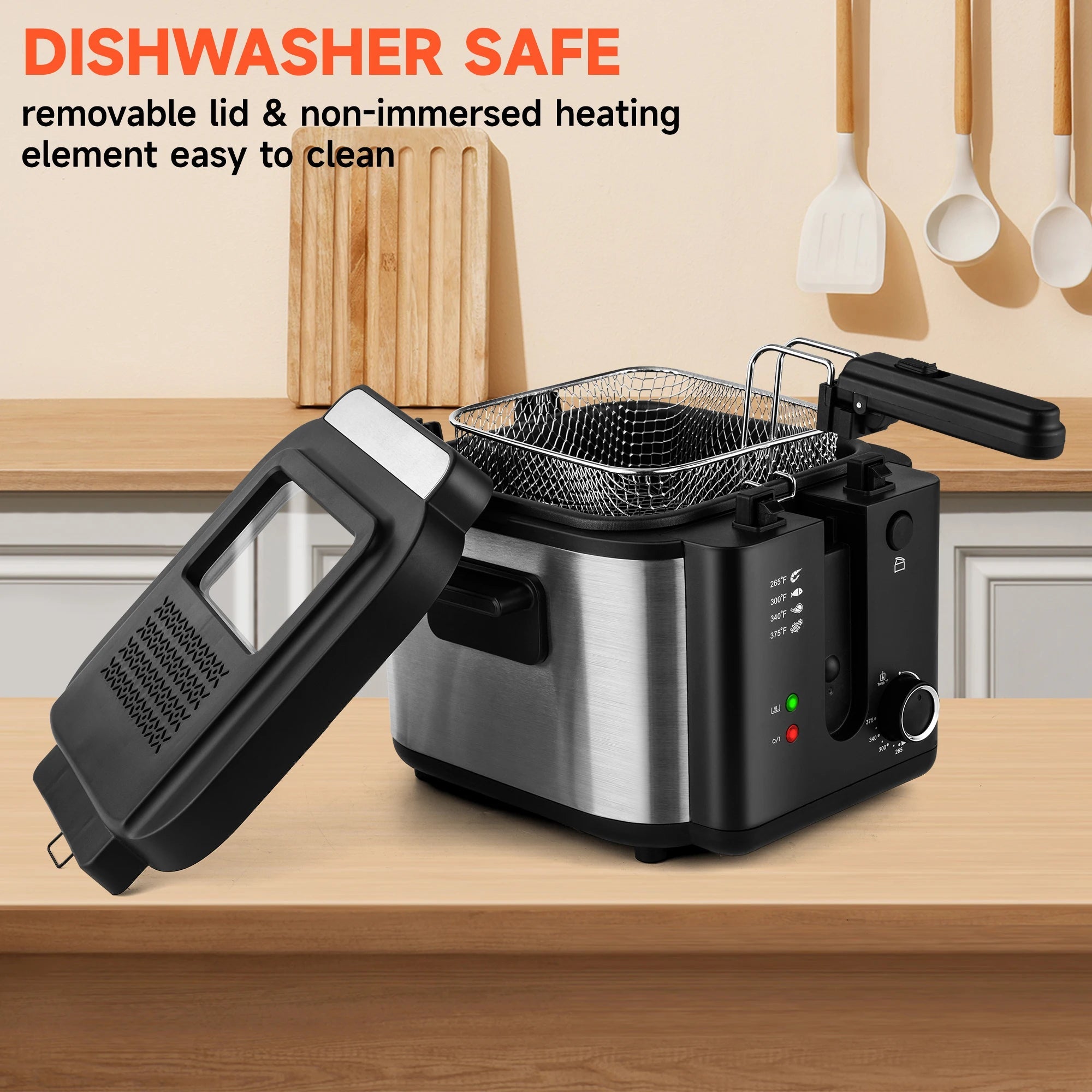 Friteuse électrique 2,5 L 1500 W (prise US) grande capacité pour comptoir, idéale pour poulet frit et frites, certifiée UL - FATAONFriteuse électrique 2,5 L 1500 W (prise US) grande capacité pour comptoir, idéale pour poulet frit et frites, certifiée ULSolutions MaisonFATAON