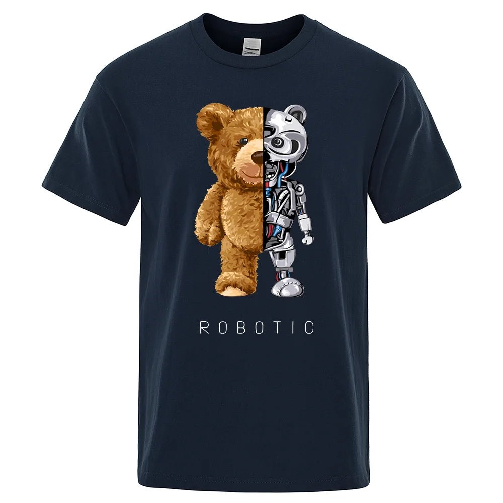 Funny Ted Bear Robot Tshirt Robotic Bear Men Short Sleeve Fashion Casual Clothing Summer Cotton Tees Oversized Street T-Shirts - Fix & GoFunny Ted Bear Robot Tshirt Robotic Bear Men Short Sleeve Fashion Casual Clothing Summer Cotton Tees Oversized Street T-ShirtsFix & Go