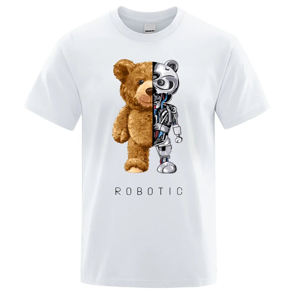 Funny Ted Bear Robot Tshirt Robotic Bear Men Short Sleeve Fashion Casual Clothing Summer Cotton Tees Oversized Street T-Shirts - Fix & GoFunny Ted Bear Robot Tshirt Robotic Bear Men Short Sleeve Fashion Casual Clothing Summer Cotton Tees Oversized Street T-ShirtsFix & Go