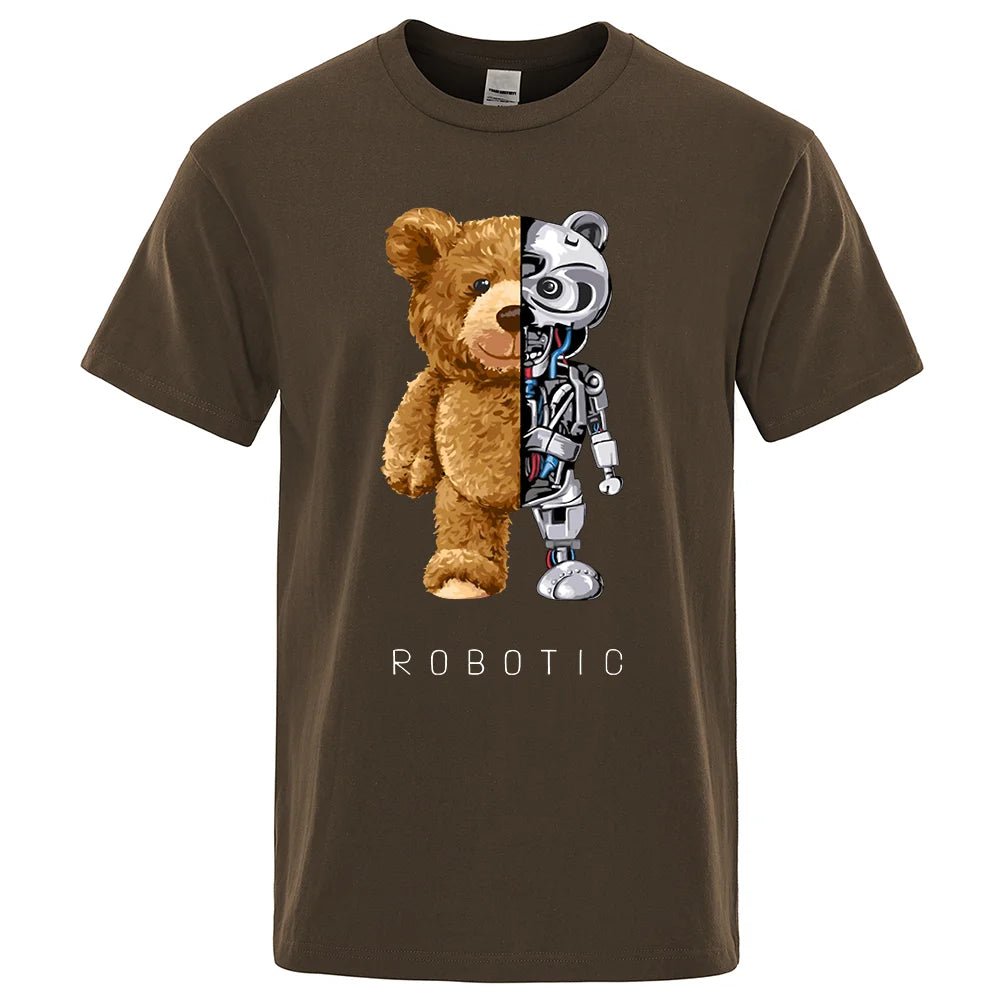 Funny Ted Bear Robot Tshirt Robotic Bear Men Short Sleeve Fashion Casual Clothing Summer Cotton Tees Oversized Street T-Shirts - Fix & GoFunny Ted Bear Robot Tshirt Robotic Bear Men Short Sleeve Fashion Casual Clothing Summer Cotton Tees Oversized Street T-ShirtsFix & Go
