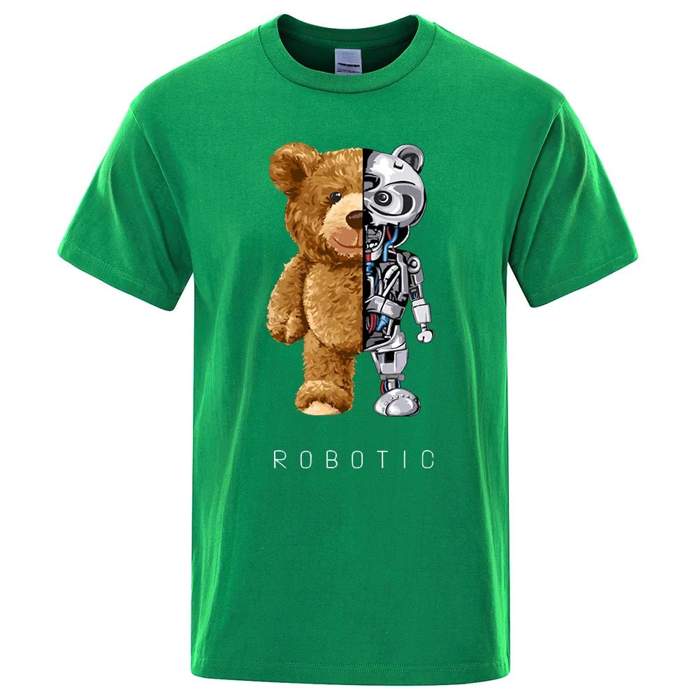 Funny Ted Bear Robot Tshirt Robotic Bear Men Short Sleeve Fashion Casual Clothing Summer Cotton Tees Oversized Street T-Shirts - Fix & GoFunny Ted Bear Robot Tshirt Robotic Bear Men Short Sleeve Fashion Casual Clothing Summer Cotton Tees Oversized Street T-ShirtsFix & Go
