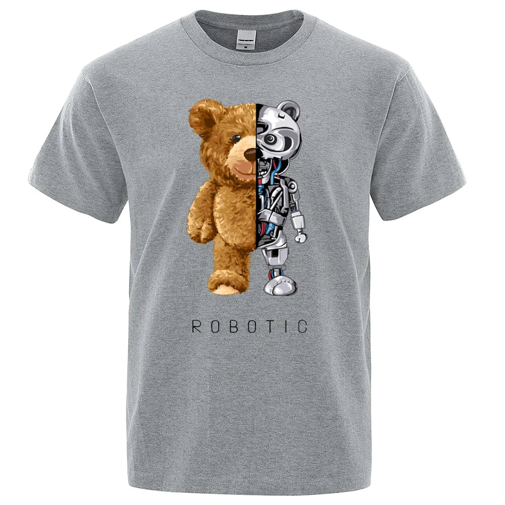 Funny Ted Bear Robot Tshirt Robotic Bear Men Short Sleeve Fashion Casual Clothing Summer Cotton Tees Oversized Street T-Shirts - Fix & GoFunny Ted Bear Robot Tshirt Robotic Bear Men Short Sleeve Fashion Casual Clothing Summer Cotton Tees Oversized Street T-ShirtsFix & Go