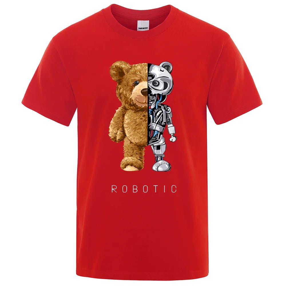 Funny Ted Bear Robot Tshirt Robotic Bear Men Short Sleeve Fashion Casual Clothing Summer Cotton Tees Oversized Street T-Shirts - Fix & GoFunny Ted Bear Robot Tshirt Robotic Bear Men Short Sleeve Fashion Casual Clothing Summer Cotton Tees Oversized Street T-ShirtsFix & Go