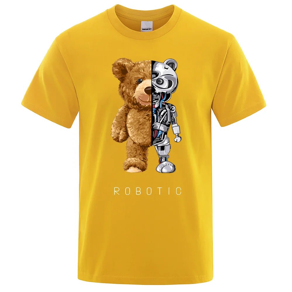 Funny Ted Bear Robot Tshirt Robotic Bear Men Short Sleeve Fashion Casual Clothing Summer Cotton Tees Oversized Street T-Shirts - Fix & GoFunny Ted Bear Robot Tshirt Robotic Bear Men Short Sleeve Fashion Casual Clothing Summer Cotton Tees Oversized Street T-ShirtsFix & Go