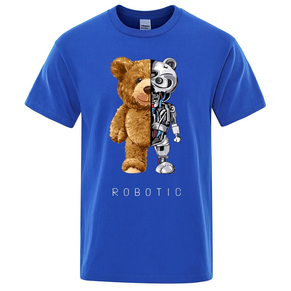 Funny Ted Bear Robot Tshirt Robotic Bear Men Short Sleeve Fashion Casual Clothing Summer Cotton Tees Oversized Street T-Shirts - Fix & GoFunny Ted Bear Robot Tshirt Robotic Bear Men Short Sleeve Fashion Casual Clothing Summer Cotton Tees Oversized Street T-ShirtsFix & Go