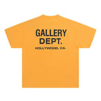 GALLERY DEPT. pour hommes. T-shirt noir et jaune imprimé HOLLYWOOD CA, surdimensionné, en coton, streetwear, tee-shirt décontracté d'été, manches courtes - FATAONGALLERY DEPT. pour hommes. T-shirt noir et jaune imprimé HOLLYWOOD CA, surdimensionné, en coton, streetwear, tee-shirt décontracté d'été, manches courtesMode HommeFATAON