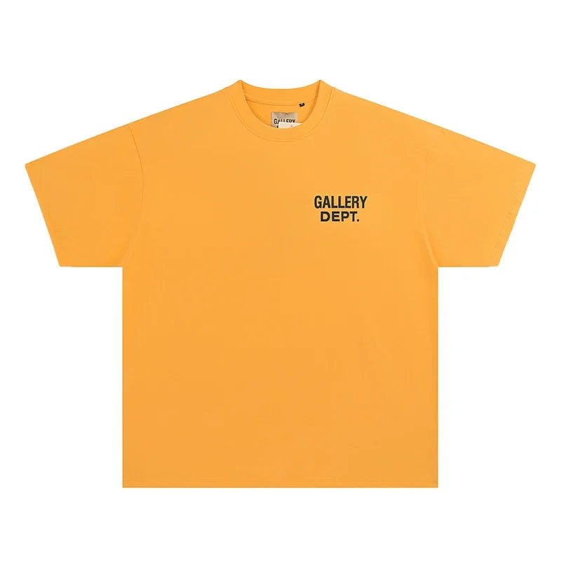 GALLERY DEPT. pour hommes. T-shirt noir et jaune imprimé HOLLYWOOD CA, surdimensionné, en coton, streetwear, tee-shirt décontracté d'été, manches courtes - FATAONGALLERY DEPT. pour hommes. T-shirt noir et jaune imprimé HOLLYWOOD CA, surdimensionné, en coton, streetwear, tee-shirt décontracté d'été, manches courtesMode HommeFATAON