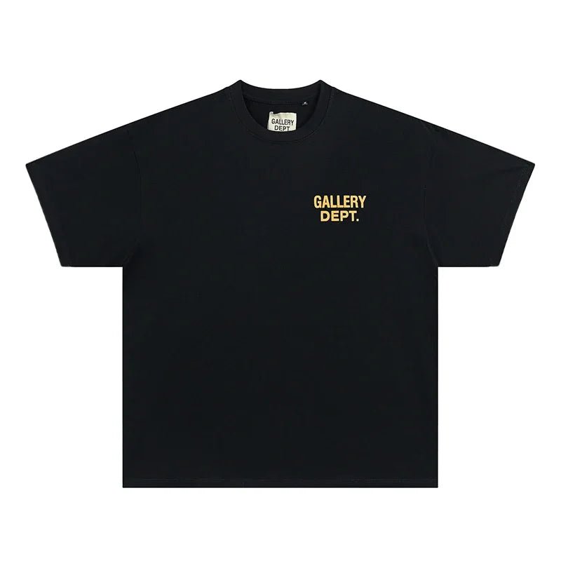 GALLERY DEPT. pour hommes. T-shirt noir et jaune imprimé HOLLYWOOD CA, surdimensionné, en coton, streetwear, tee-shirt décontracté d'été, manches courtes - FATAONGALLERY DEPT. pour hommes. T-shirt noir et jaune imprimé HOLLYWOOD CA, surdimensionné, en coton, streetwear, tee-shirt décontracté d'été, manches courtesMode HommeFATAON