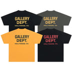 GALLERY DEPT. pour hommes. T-shirt noir et jaune imprimé HOLLYWOOD CA, surdimensionné, en coton, streetwear, tee-shirt décontracté d'été, manches courtes - FATAONGALLERY DEPT. pour hommes. T-shirt noir et jaune imprimé HOLLYWOOD CA, surdimensionné, en coton, streetwear, tee-shirt décontracté d'été, manches courtesMode HommeFATAON