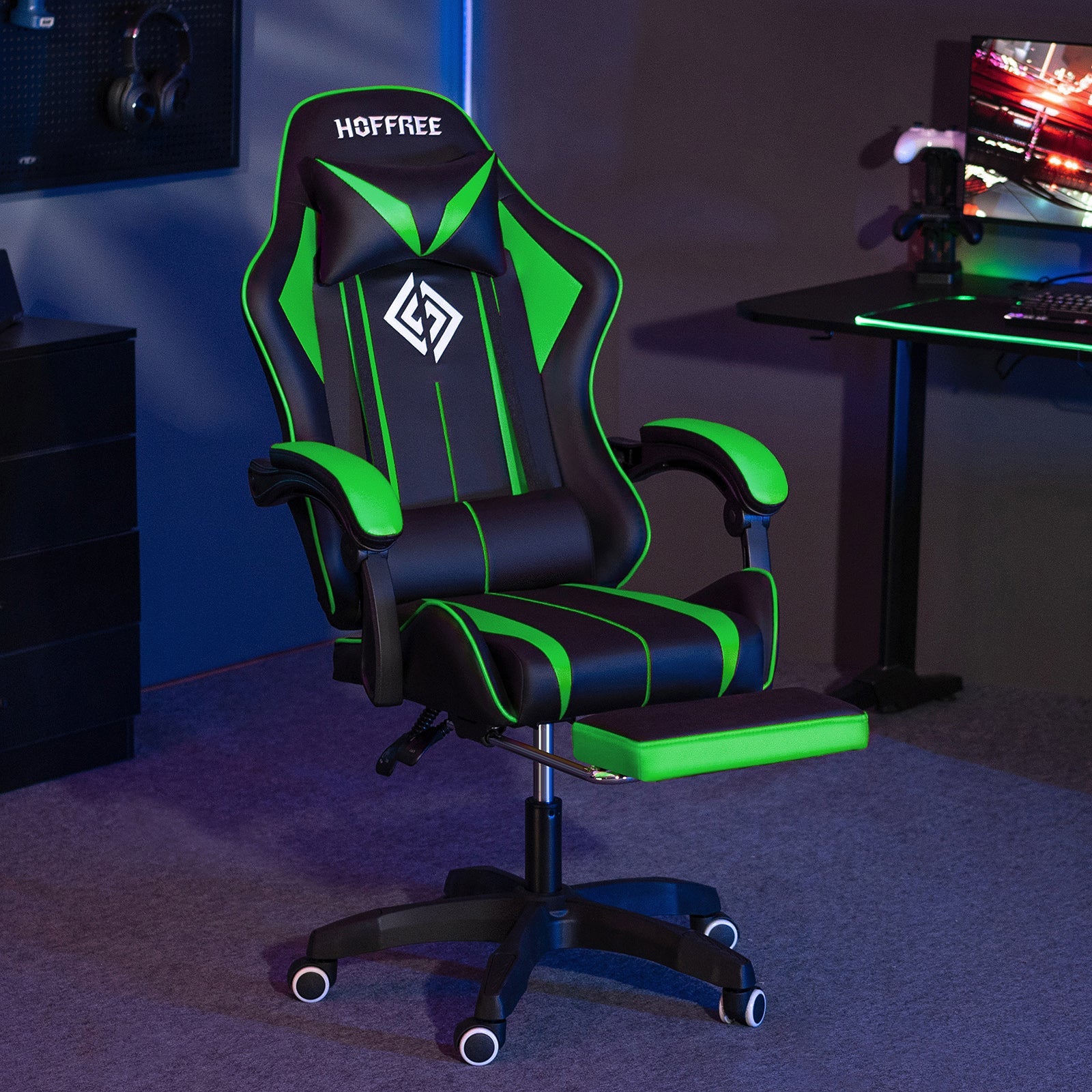 Gaming Chair Massage Game Chair with Footrest and Massage Lumbar Support Ergonomic Computer Chair Height Adjustable with Swivel Seat and Headrest - Fix & GoGaming Chair Massage Game Chair with Footrest and Massage Lumbar Support Ergonomic Computer Chair Height Adjustable with Swivel Seat and HeadrestFix & Go