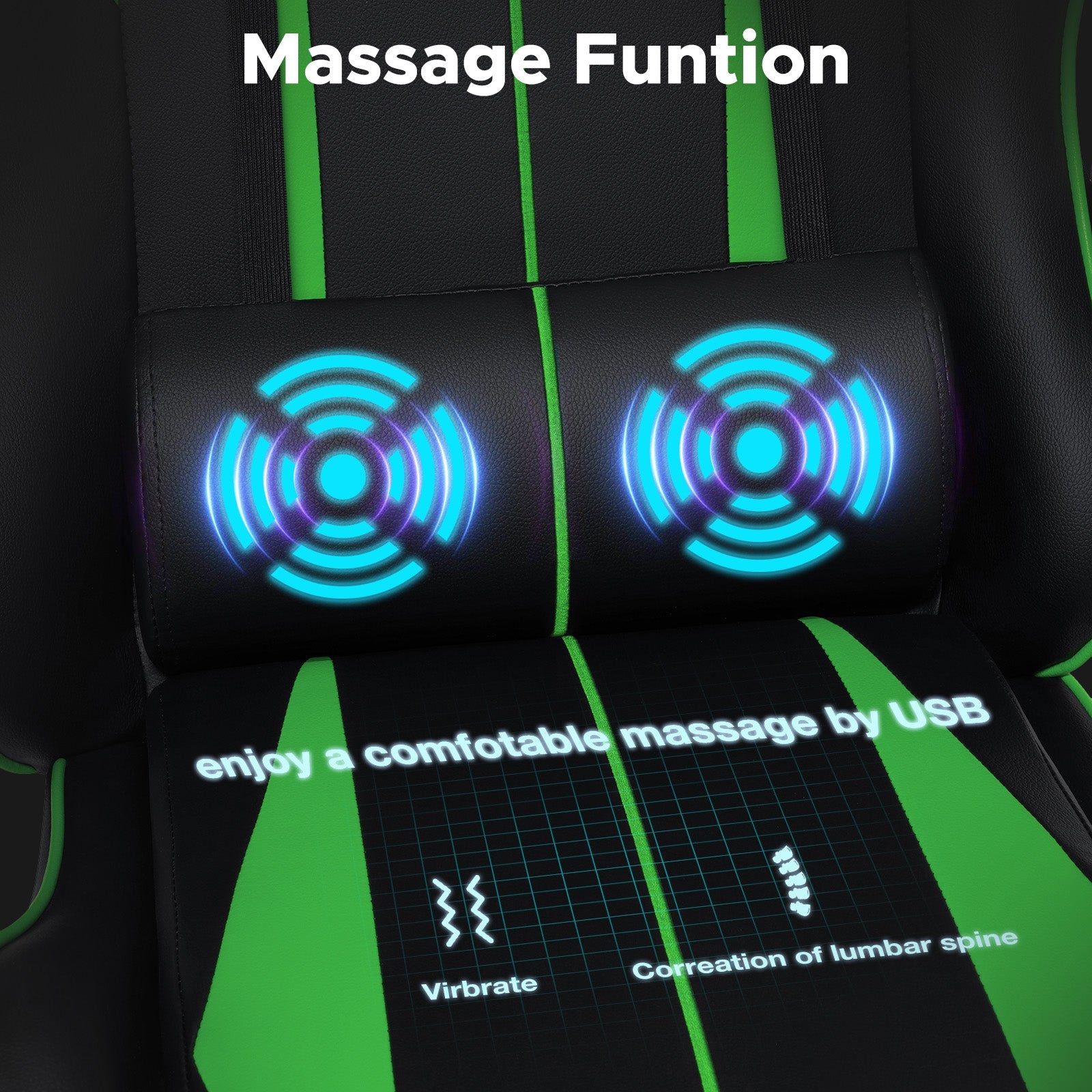Gaming Chair Massage Game Chair with Footrest and Massage Lumbar Support Ergonomic Computer Chair Height Adjustable with Swivel Seat and Headrest - Fix & GoGaming Chair Massage Game Chair with Footrest and Massage Lumbar Support Ergonomic Computer Chair Height Adjustable with Swivel Seat and HeadrestFix & Go