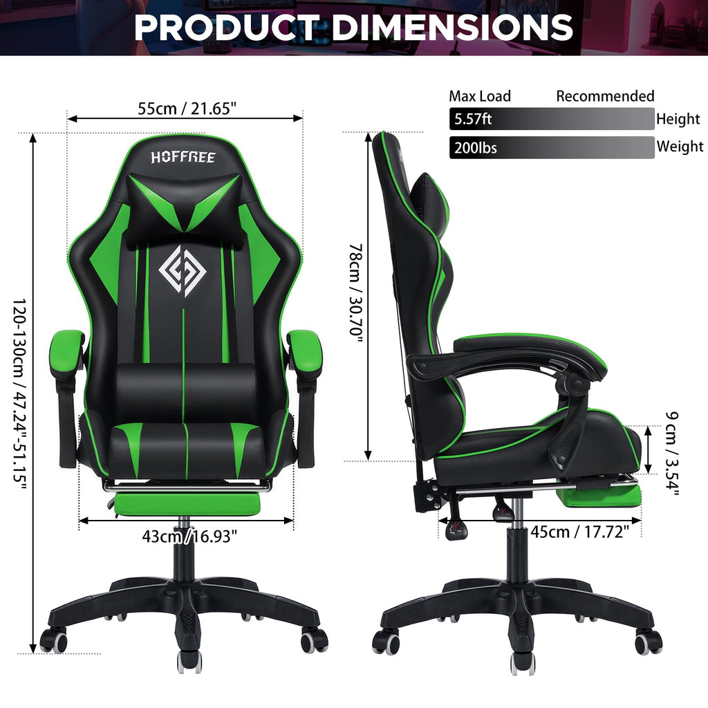 Gaming Chair Massage Game Chair with Footrest and Massage Lumbar Support Ergonomic Computer Chair Height Adjustable with Swivel Seat and Headrest - Fix & GoGaming Chair Massage Game Chair with Footrest and Massage Lumbar Support Ergonomic Computer Chair Height Adjustable with Swivel Seat and HeadrestFix & Go
