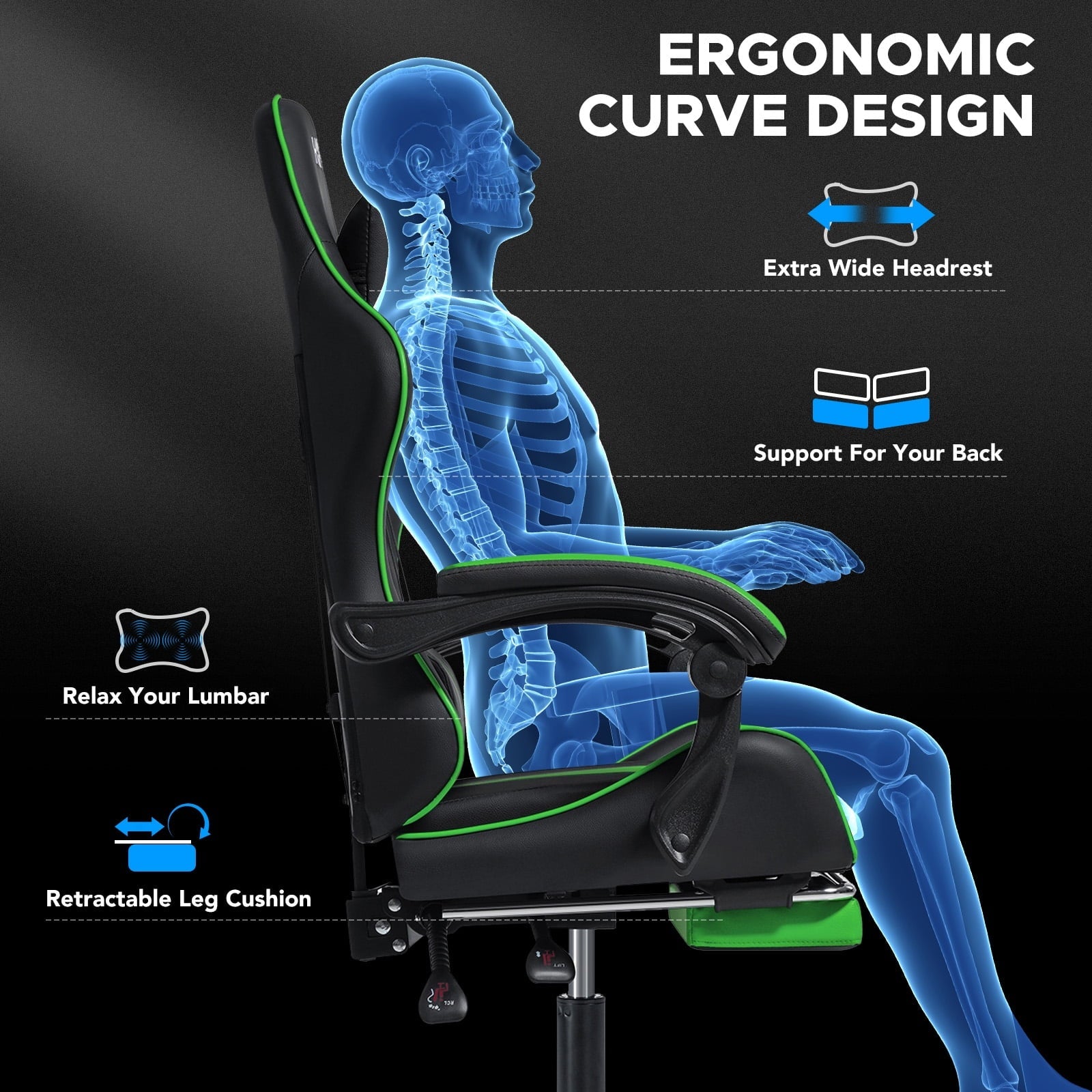 Gaming Chair Massage Game Chair with Footrest and Massage Lumbar Support Ergonomic Computer Chair Height Adjustable with Swivel Seat and Headrest - Fix & GoGaming Chair Massage Game Chair with Footrest and Massage Lumbar Support Ergonomic Computer Chair Height Adjustable with Swivel Seat and HeadrestFix & Go