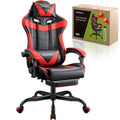 Gaming Chair, Video Game Chair with Footrest and Lumbar Support, Ergonomic Computer Chair Height Adjustable with Swivel Seat and Headrest, Red - Fix & GoGaming Chair, Video Game Chair with Footrest and Lumbar Support, Ergonomic Computer Chair Height Adjustable with Swivel Seat and Headrest, RedFix & Go
