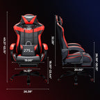 Gaming Chair, Video Game Chair with Footrest and Lumbar Support, Ergonomic Computer Chair Height Adjustable with Swivel Seat and Headrest, Red - Fix & GoGaming Chair, Video Game Chair with Footrest and Lumbar Support, Ergonomic Computer Chair Height Adjustable with Swivel Seat and Headrest, RedFix & Go