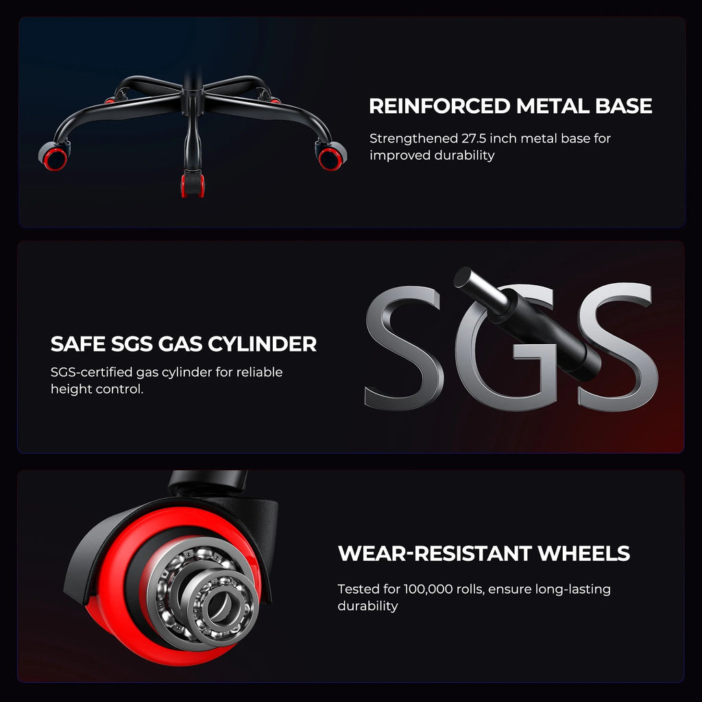 Gaming Chair, Video Game Chair with Footrest and Lumbar Support, Ergonomic Computer Chair Height Adjustable with Swivel Seat and Headrest, Red - Fix & GoGaming Chair, Video Game Chair with Footrest and Lumbar Support, Ergonomic Computer Chair Height Adjustable with Swivel Seat and Headrest, RedFix & Go