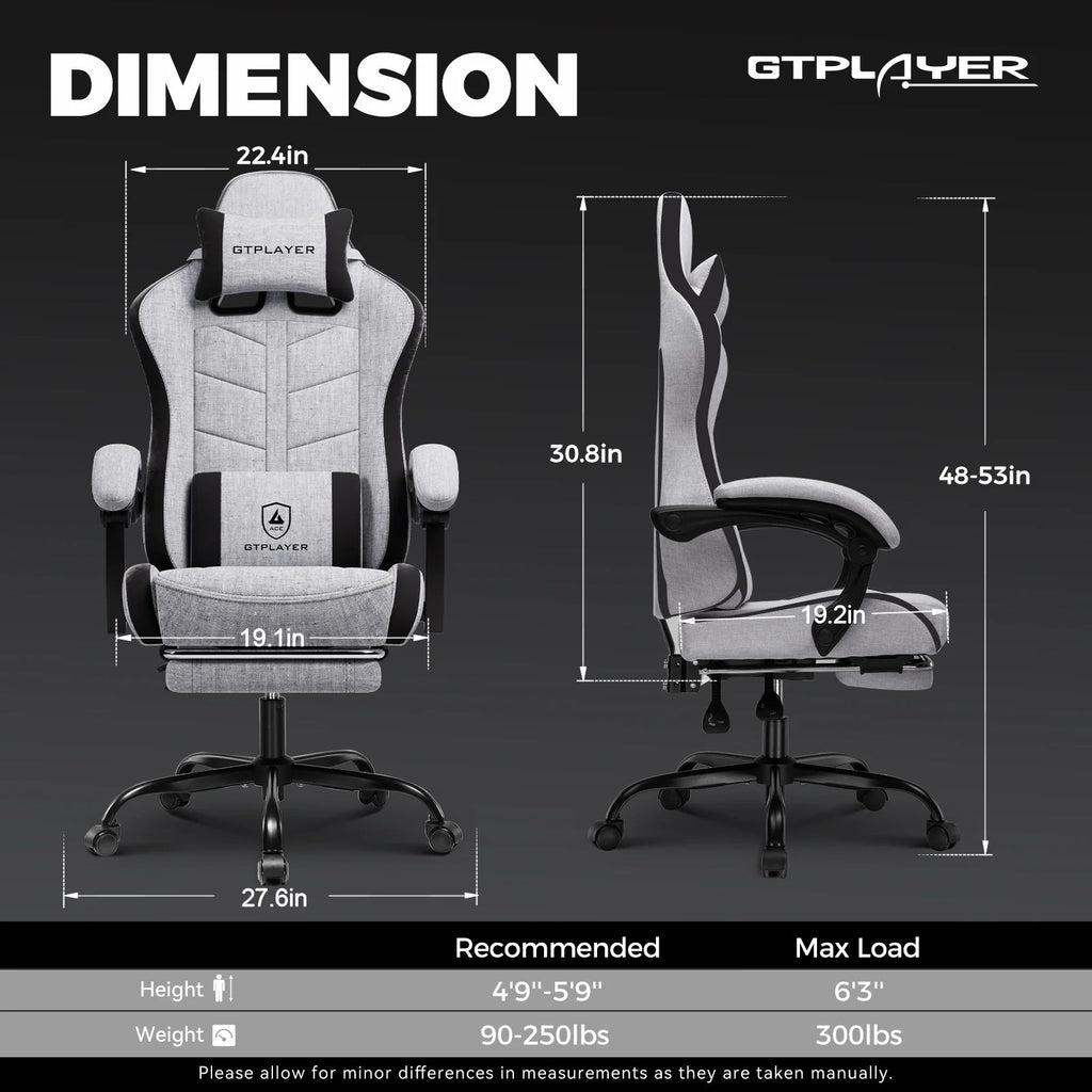 Gaming Chair with Footrest, Computer Gaming Chair for Adults and Kids, Height Adjustable Gamer Chair with 90 - 155° Recline & Removable Headrest Lumbar Support,Gray - Fix & GoGaming Chair with Footrest, Computer Gaming Chair for Adults and Kids, Height Adjustable Gamer Chair with 90 - 155° Recline & Removable Headrest Lumbar Support,Graystreamin & gamingFix & Go