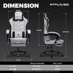 Gaming Chair with Footrest, Computer Gaming Chair for Adults and Kids, Height Adjustable Gamer Chair with 90 - 155° Recline & Removable Headrest Lumbar Support,Gray - Fix & GoGaming Chair with Footrest, Computer Gaming Chair for Adults and Kids, Height Adjustable Gamer Chair with 90 - 155° Recline & Removable Headrest Lumbar Support,Graystreamin & gamingFix & Go